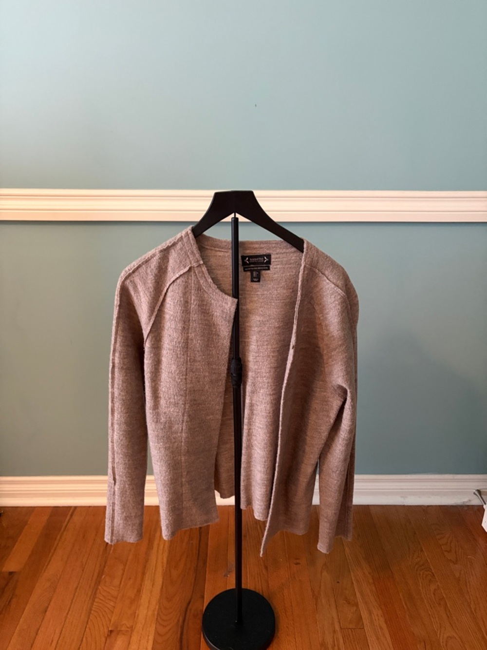 Tahari Taupe Merino Wool Sweater Top